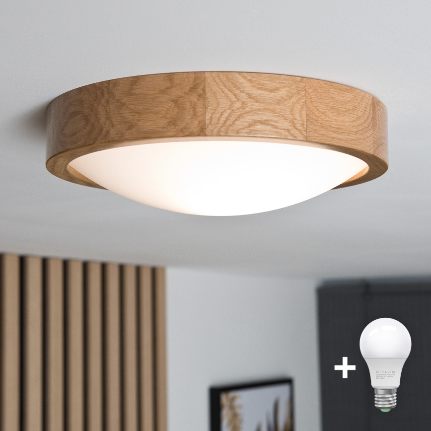 Brilagi - Plafón LED CARVALHO SLIM 1xE27/60W/230V roble diá. 27 cm