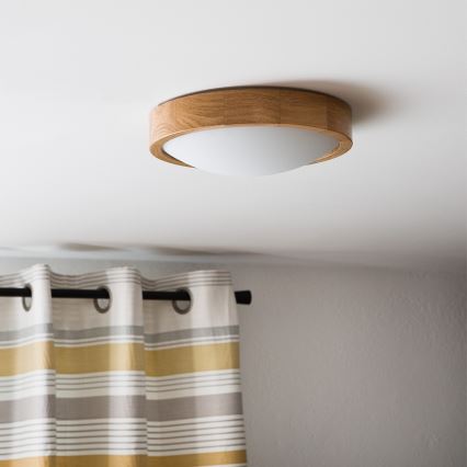 Brilagi - Plafón LED CARVALHO SLIM 1xE27/60W/230V roble diá. 27 cm