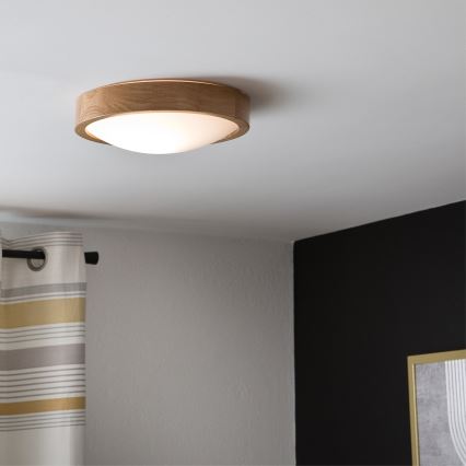 Brilagi - Plafón LED CARVALHO SLIM 1xE27/60W/230V roble diá. 27 cm
