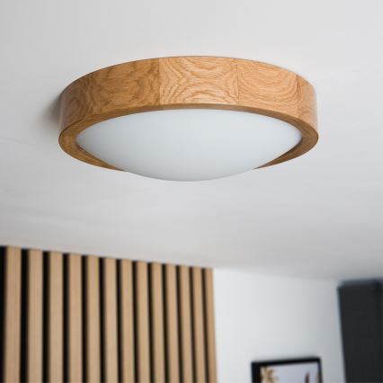 Brilagi - Plafón LED CARVALHO SLIM 1xE27/60W/230V roble diá. 27 cm
