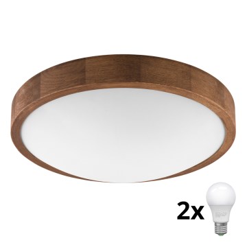 Brilagi - Plafón LED CARVALHO SLIM 2xE27/60W/230V roble cereza diá. 37 cm