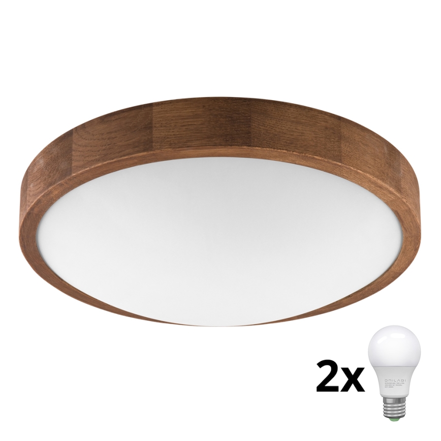 Brilagi - Plafón LED CARVALHO SLIM 2xE27/60W/230V roble cereza diá. 37 cm