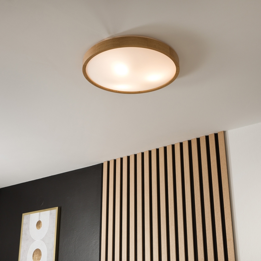 Brilagi - Plafón LED CARVALHO SLIM 3xE27/60W/230V roble diá. 47 cm
