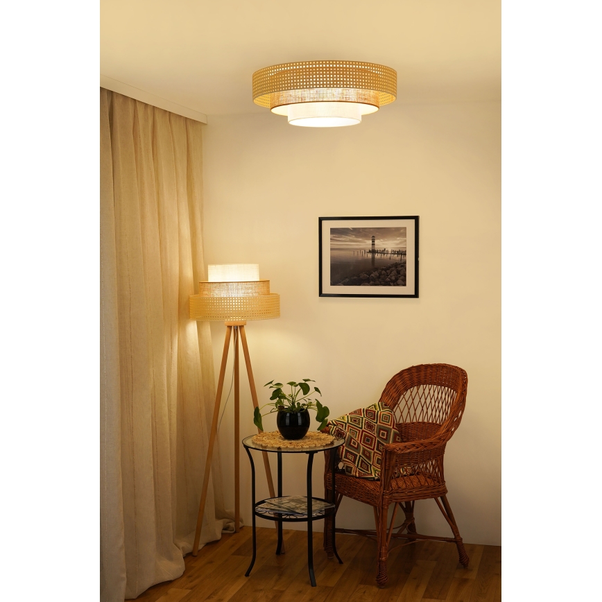 Brilagi - Plafón LED CEDAR LUNETA LED/26W/230V beige/marrón/color crema