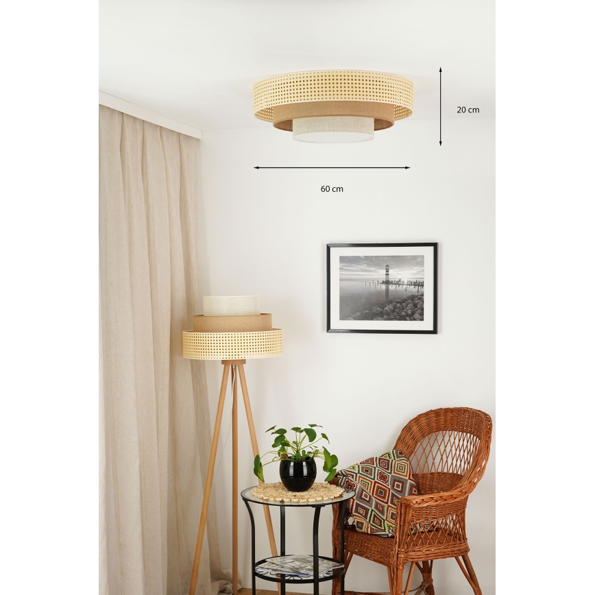 Brilagi - Plafón LED CEDAR LUNETA LED/26W/230V beige/marrón/color crema