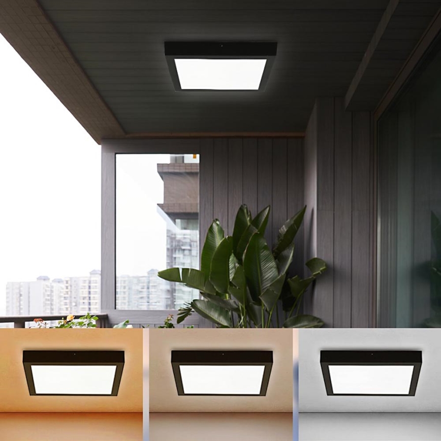 Brilagi - Plafón LED de baño FRAME LED/24W/230V 30x30 cm 3000/4000/6000K IP44 negro