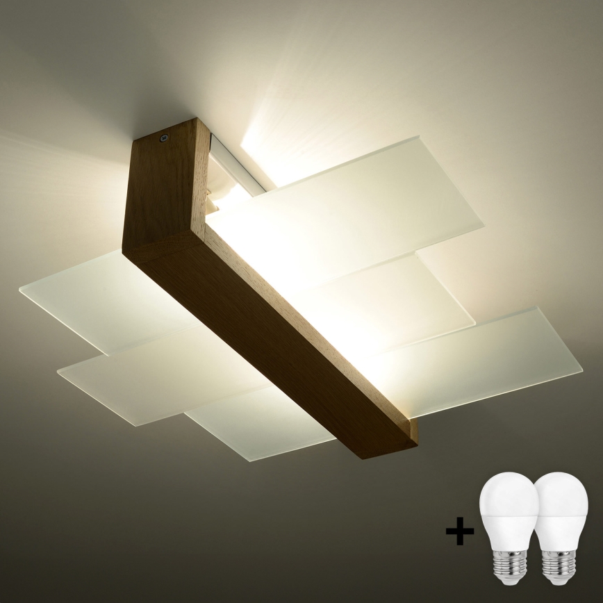 Brilagi -  Plafón LED HERA 2xE27/7,5W/230V madera