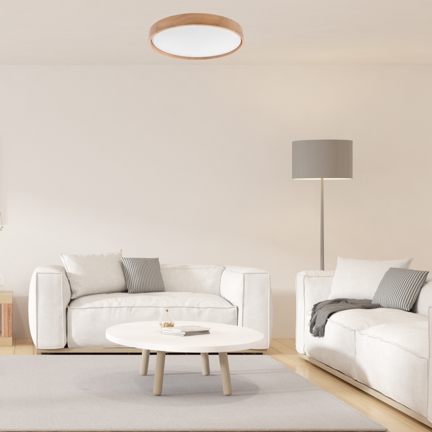 Brilagi - Plafón LED regulable MANAROLA SMART LED/36W/230V 2700-6500K roble d. 51 cm Wi-Fi + mando a distancia Tuya