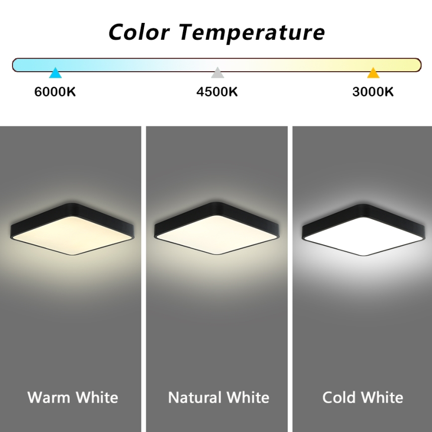 Brilagi - Plafón LED POOL LED/48W/230V 3000/4500/6000K 50x50 cm negro