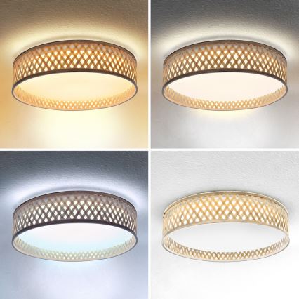 Brilagi - Plafón LED regulable CAMILA LED/48W/230V 3000-6500K bambú diá. 40 cm + control remoto
