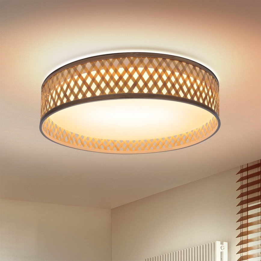 Brilagi - Plafón LED regulable CAMILA LED/48W/230V 3000-6500K bambú diá. 40 cm + control remoto