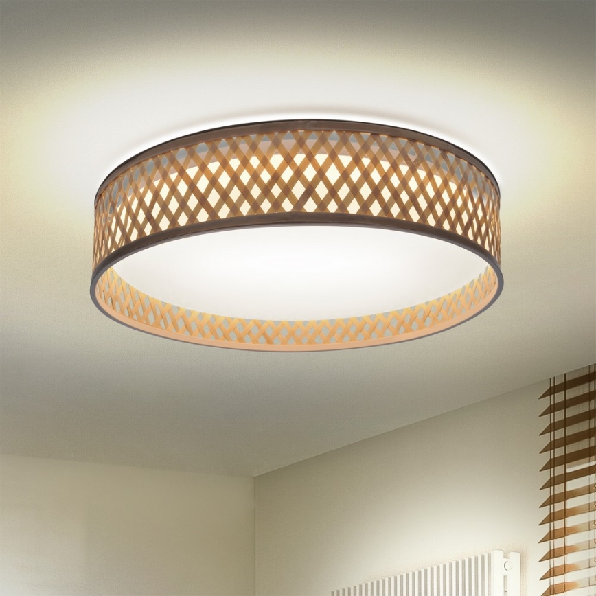 Brilagi - Plafón LED regulable CAMILA LED/48W/230V 3000-6500K bambú diá. 40 cm + control remoto