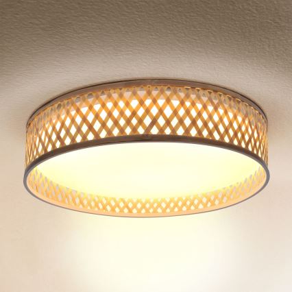 Brilagi - Plafón LED regulable CAMILA LED/48W/230V 3000-6500K bambú diá. 40 cm + control remoto