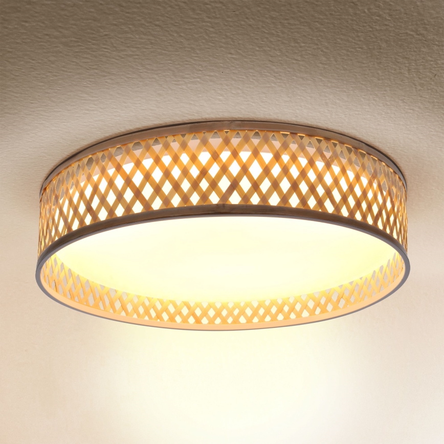Brilagi - Plafón LED regulable CAMILA LED/48W/230V 3000-6500K bambú diá. 40 cm + control remoto