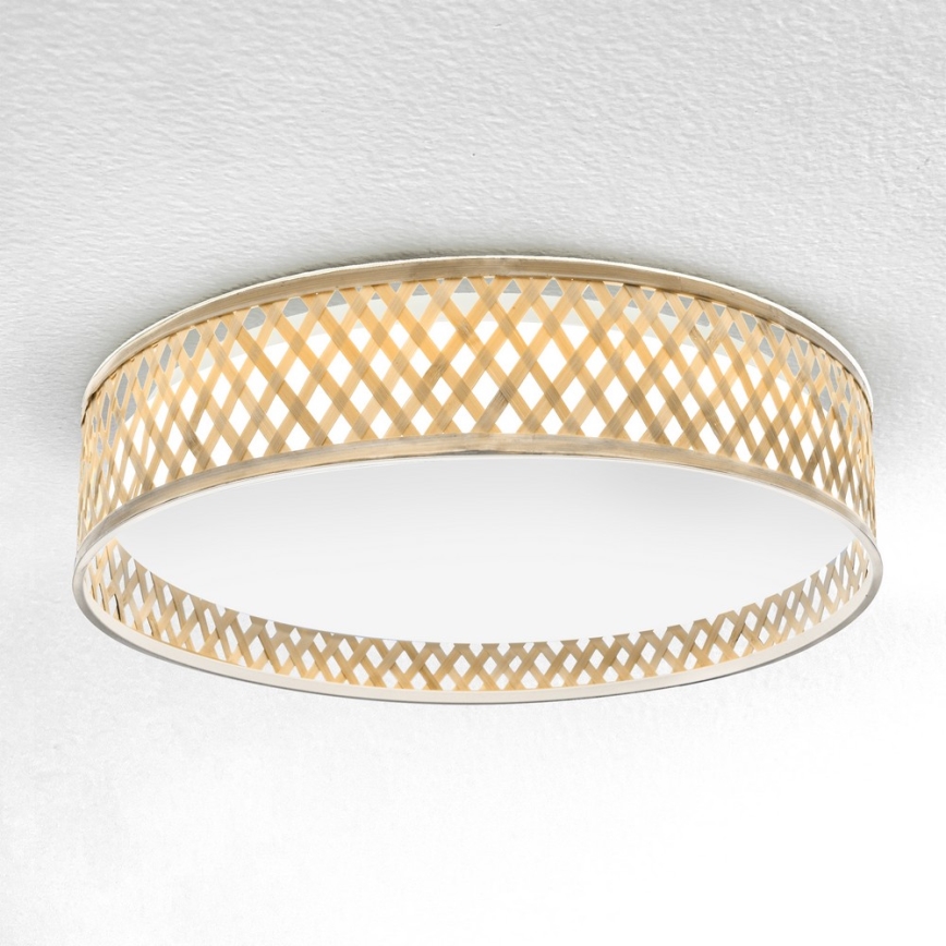 Brilagi - Plafón LED regulable CAMILA LED/48W/230V 3000-6500K bambú diá. 40 cm + control remoto