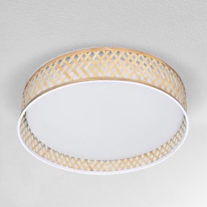 Brilagi - Plafón LED regulable CAMILA LED/48W/230V 3000-6500K bambú diá. 40 cm + control remoto