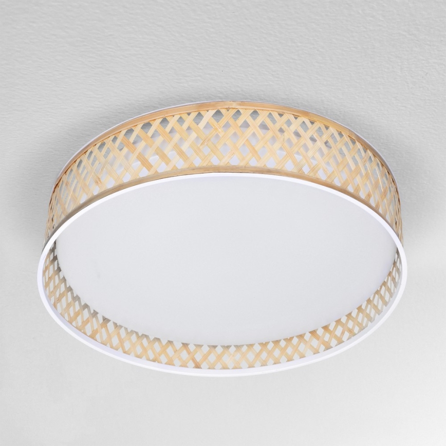 Brilagi - Plafón LED regulable CAMILA LED/48W/230V 3000-6500K bambú diá. 40 cm + control remoto