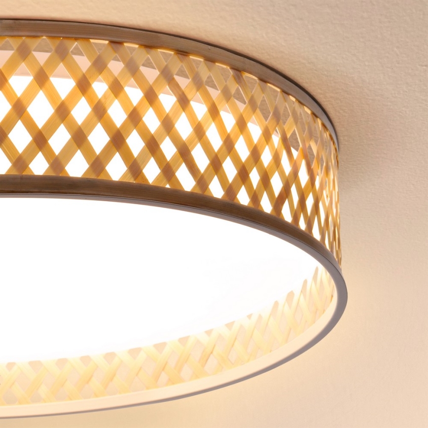 Brilagi - Plafón LED regulable CAMILA LED/48W/230V 3000-6500K bambú diá. 40 cm + control remoto