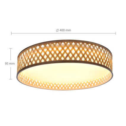 Brilagi - Plafón LED regulable CAMILA LED/48W/230V 3000-6500K bambú diá. 40 cm + control remoto