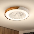 Brilagi - Plafón LED regulable con ventilador LED/30W/230V 3000-6500K blanco/roble + control remoto