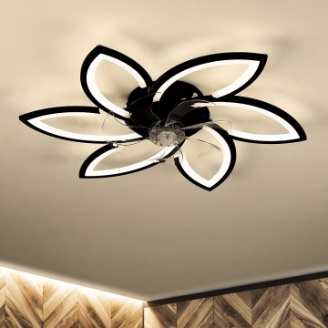 Brilagi - Plafón LED regulable con ventilador LED/50W/230V 3000-6500K negro + control remoto