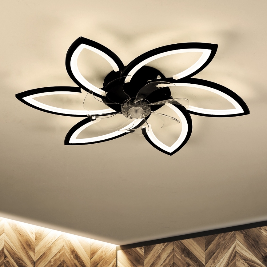 Brilagi - Plafón LED regulable con ventilador LED/50W/230V 3000-6500K negro + control remoto