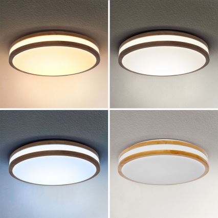 Brilagi - Plafón LED regulable MOLINA LED/48W/230V 3000-6500K roble diá. 38 cm + control remoto