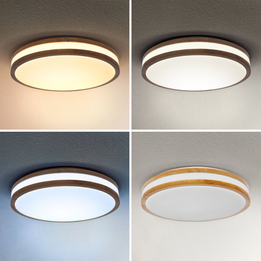 Brilagi - Plafón LED regulable MOLINA LED/48W/230V 3000-6500K roble diá. 38 cm + control remoto