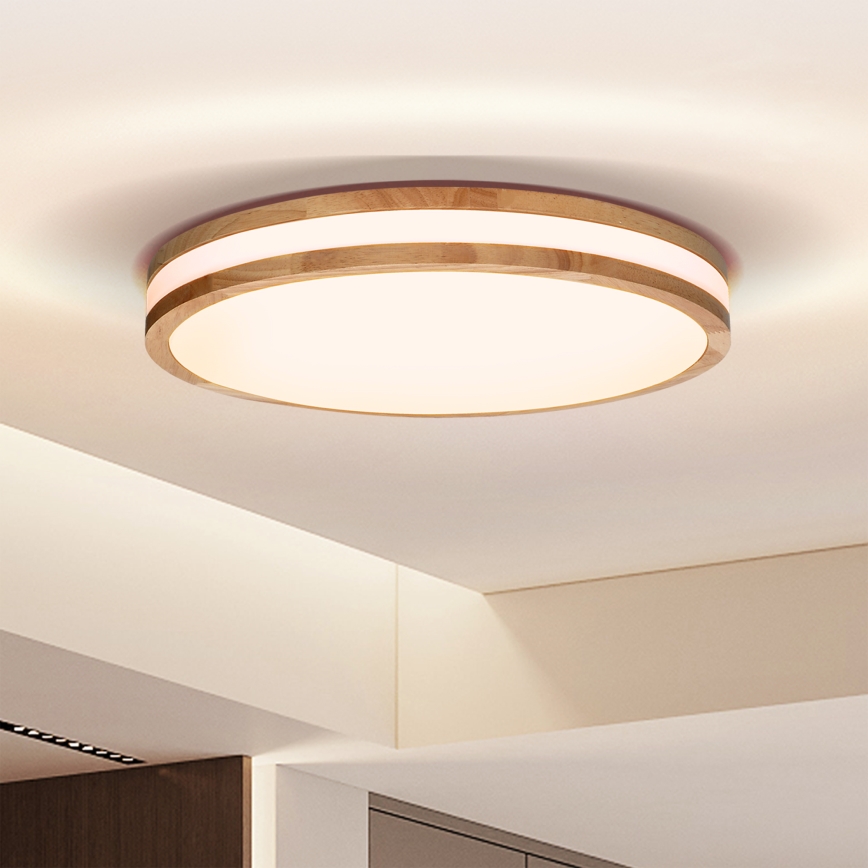 Brilagi - Plafón LED regulable MOLINA LED/48W/230V 3000-6500K roble diá. 38 cm + control remoto