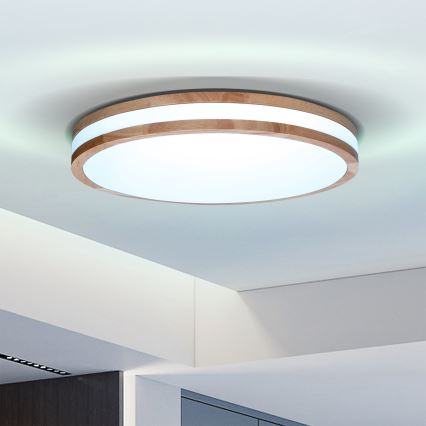 Brilagi - Plafón LED regulable MOLINA LED/48W/230V 3000-6500K roble diá. 38 cm + control remoto