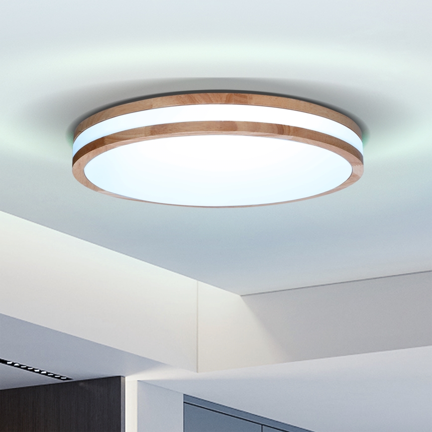 Brilagi - Plafón LED regulable MOLINA LED/48W/230V 3000-6500K roble diá. 38 cm + control remoto