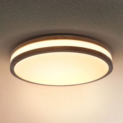 Brilagi - Plafón LED regulable MOLINA LED/48W/230V 3000-6500K roble diá. 38 cm + control remoto