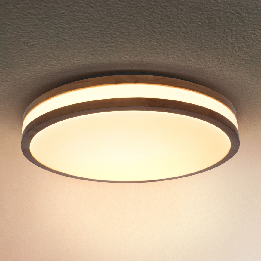 Brilagi - Plafón LED regulable MOLINA LED/48W/230V 3000-6500K roble diá. 38 cm + control remoto