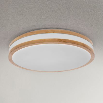 Brilagi - Plafón LED regulable MOLINA LED/48W/230V 3000-6500K roble diá. 38 cm + control remoto