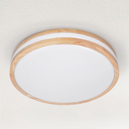 Brilagi - Plafón LED regulable MOLINA LED/48W/230V 3000-6500K roble diá. 38 cm + control remoto