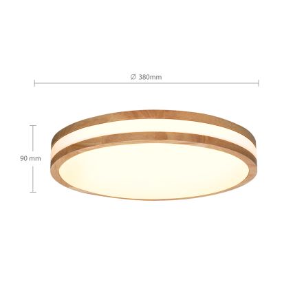 Brilagi - Plafón LED regulable MOLINA LED/48W/230V 3000-6500K roble diá. 38 cm + control remoto