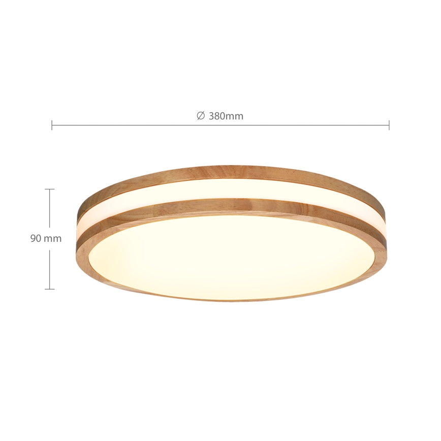 Brilagi - Plafón LED regulable MOLINA LED/48W/230V 3000-6500K roble diá. 38 cm + control remoto