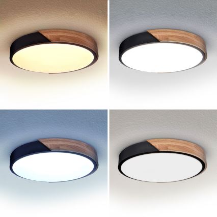 Brilagi - Plafón LED regulable PILANA LED/48W/230V 3000-6500K roble diá. 40 cm + control remoto
