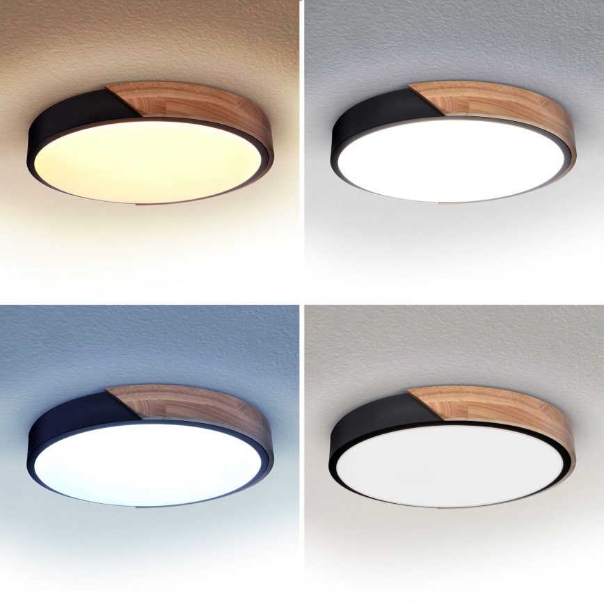 Brilagi - Plafón LED regulable PILANA LED/48W/230V 3000-6500K roble diá. 40 cm + control remoto