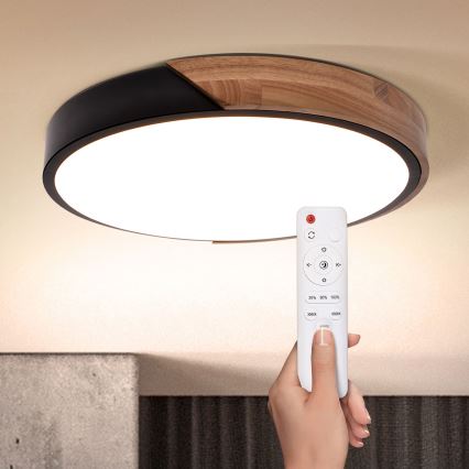 Brilagi - Plafón LED regulable PILANA LED/48W/230V 3000-6500K roble diá. 40 cm + control remoto