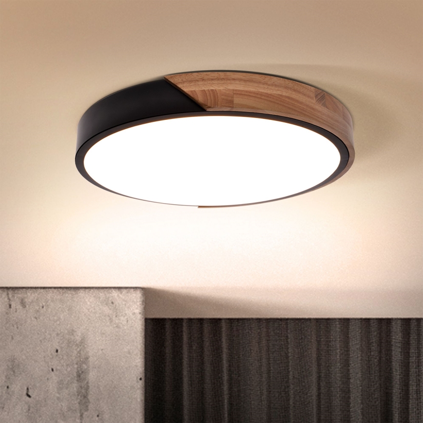 Brilagi - Plafón LED regulable PILANA LED/48W/230V 3000-6500K roble diá. 40 cm + control remoto