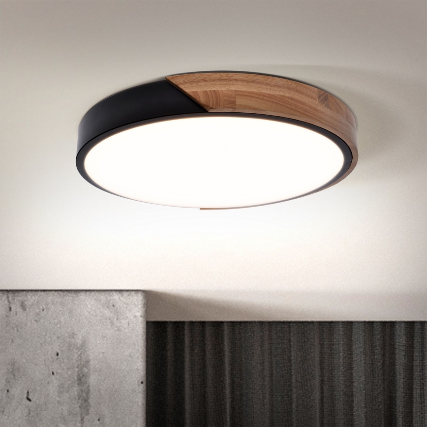 Brilagi - Plafón LED regulable PILANA LED/48W/230V 3000-6500K roble diá. 40 cm + control remoto