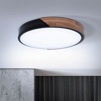 Brilagi - Plafón LED regulable PILANA LED/48W/230V 3000-6500K roble diá. 40 cm + control remoto