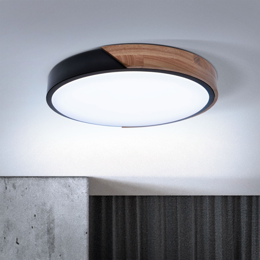 Brilagi - Plafón LED regulable PILANA LED/48W/230V 3000-6500K roble diá. 40 cm + control remoto