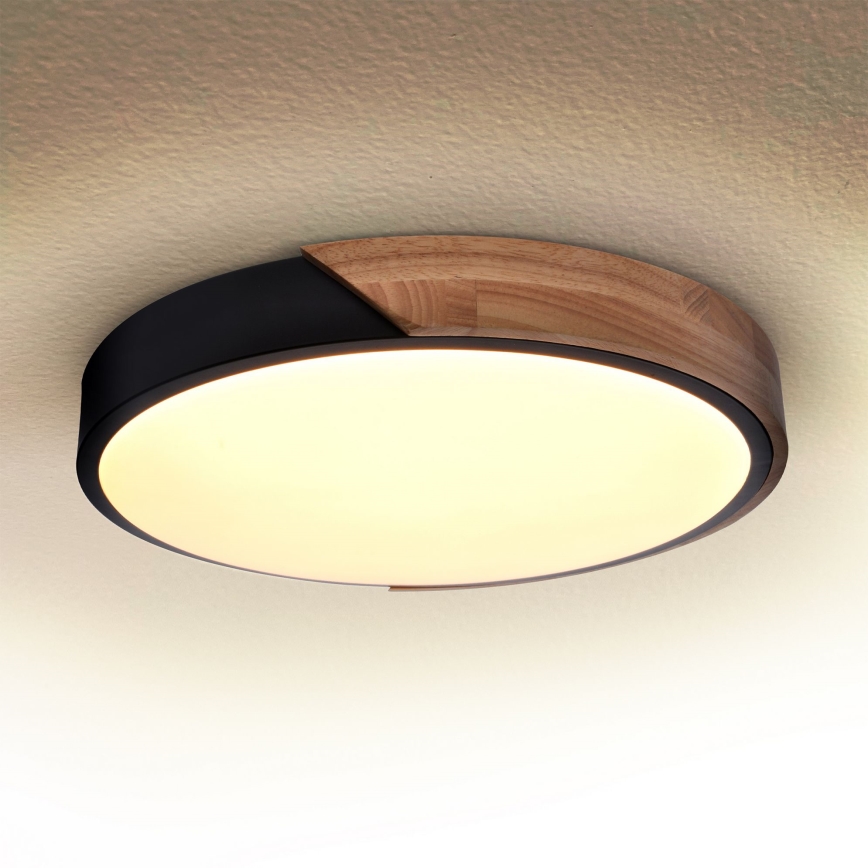 Brilagi - Plafón LED regulable PILANA LED/48W/230V 3000-6500K roble diá. 40 cm + control remoto