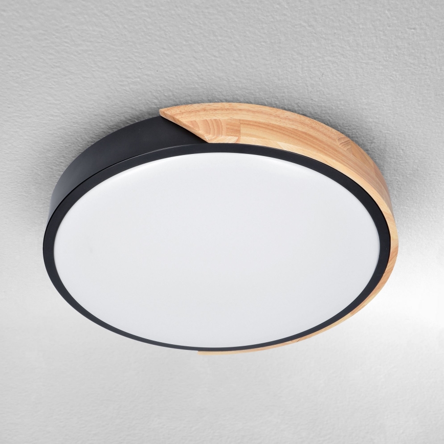 Brilagi - Plafón LED regulable PILANA LED/48W/230V 3000-6500K roble diá. 40 cm + control remoto