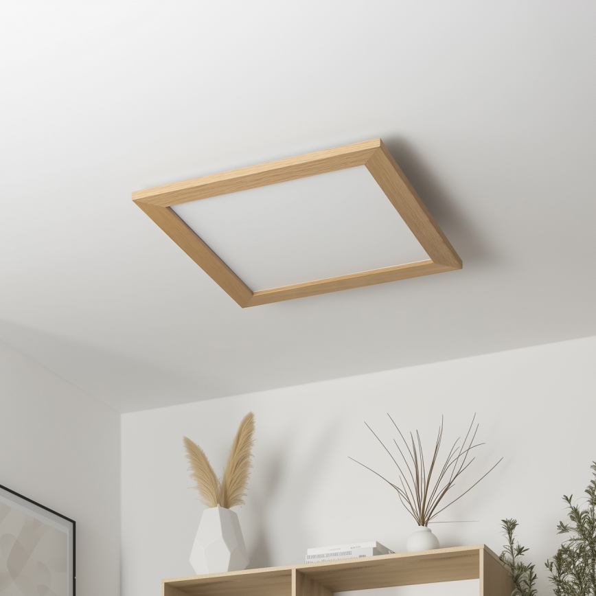 Brilagi - Plafón LED regulable SLIMFRAME WOOD LED/36W/230V 49,5x49,5 cm 3000-6000K marrón + control remoto