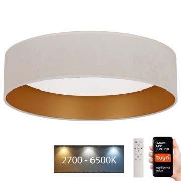 Brilagi - Plafón LED regulable VELVET SMART LED/24W/230V 45 cm 2700-6500K Wi-Fi Tuya crema/dorado + mando a distancia