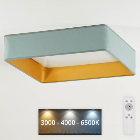 Brilagi - Plafón LED regulable VELVET SQUARE LED/24W/230V 3000/4000/6500K + control remoto menta