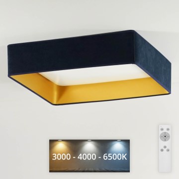 Brilagi - Plafón LED regulable VELVET SQUARE LED/24W/230V 3000/4000/6500K + mando a distancia azul oscuro